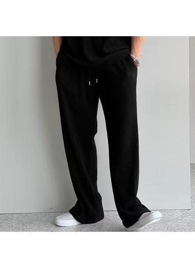 Mens Ice Silk Sports Tank Top Summer Outfit k14 black pants