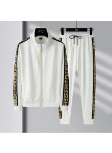 Spring Autumn Mens Casual Sport Tracksuit Korean Fashion White