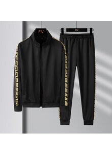 Spring Autumn Mens Casual Sport Tracksuit Korean Fashion Black