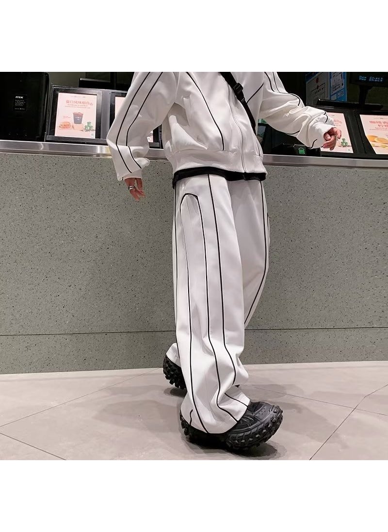 Mens Casual Sports Suit Spring Autumn Loose Black