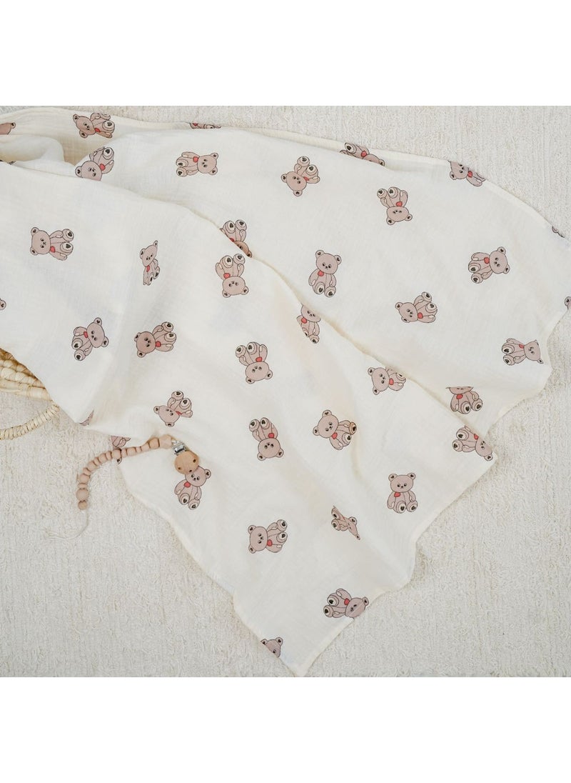 1 x 5 pcs Korean Newborn Cotton Blanket Love Bear Baby Nap Cover Love Bear Blanket