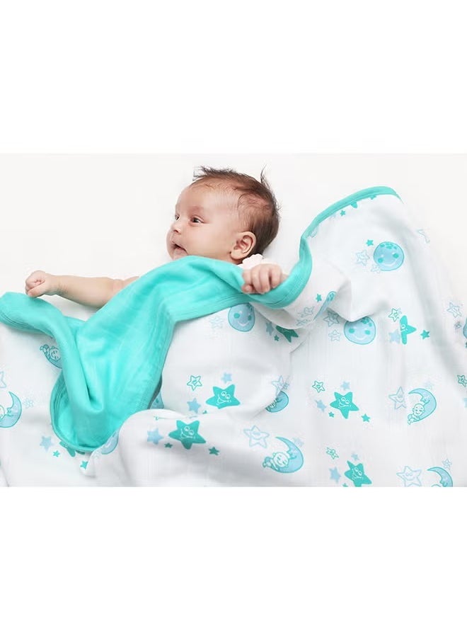 Newborn Swaddle Blanket Wrap | Baby Swaddle Wrap Sleep Sacks for Baby Girls Boys | Baby Swaddle 0-6 Months essentials | Organic Cotton Muslin 3 Layered Quilt Blanket With Sky Theme Of Moon And Earth