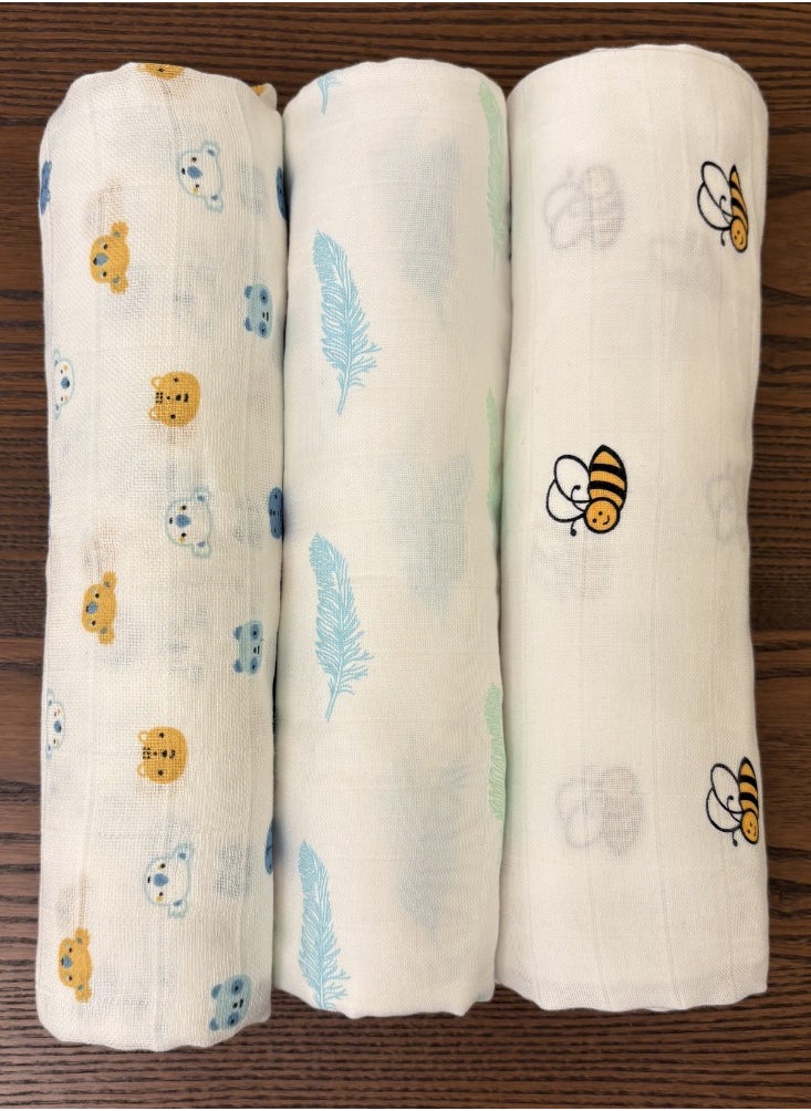 TUMMY Muslin Baby Swaddle Pack of 3