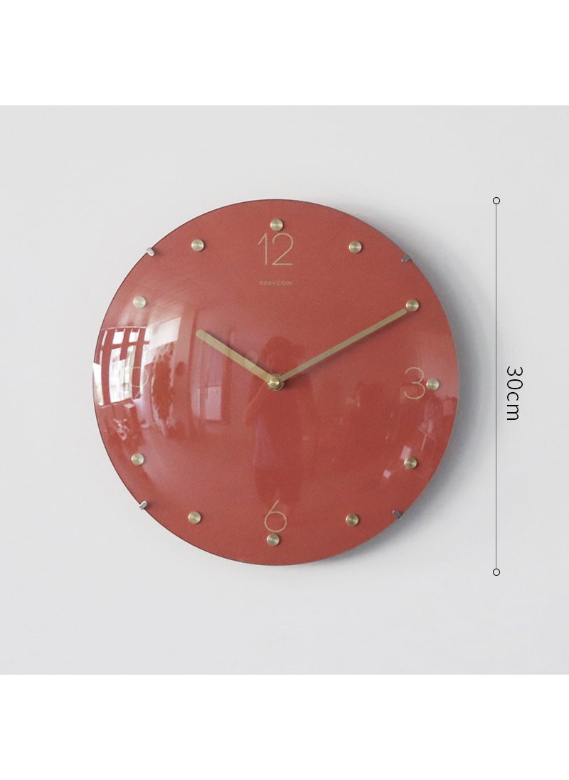 Modern Luxe Silent Wall Clock 12-Inch Spherical Red-simple style