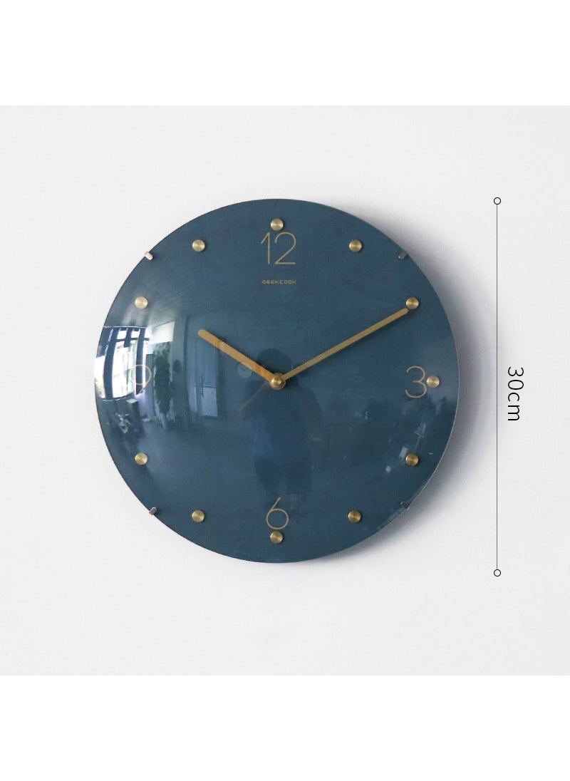 Modern Luxe Silent Wall Clock 12-Inch Spherical Blue-Simple