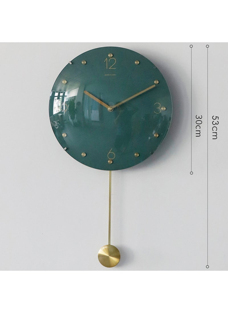 Modern Luxe Silent Wall Clock 12-Inch Spherical Green-round pendulum