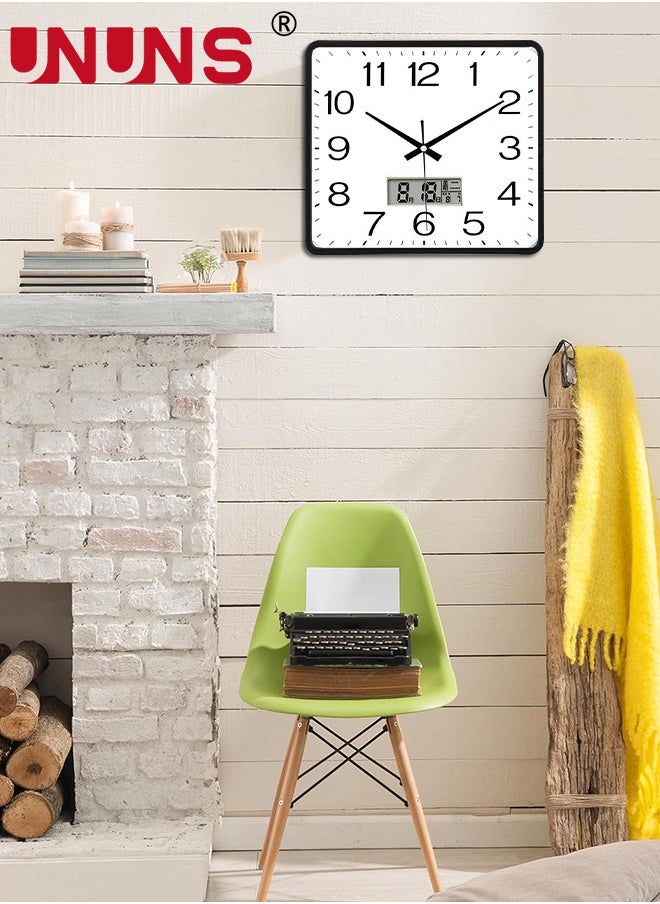 Square wall clock,10.3x10.3 Inch (26x26cm) Silent Non Ticking Quality Quartz Battery Operated Wall Clocks With Calendar display,Easy To Read Home Office School Clock Living Room Bedroom,White