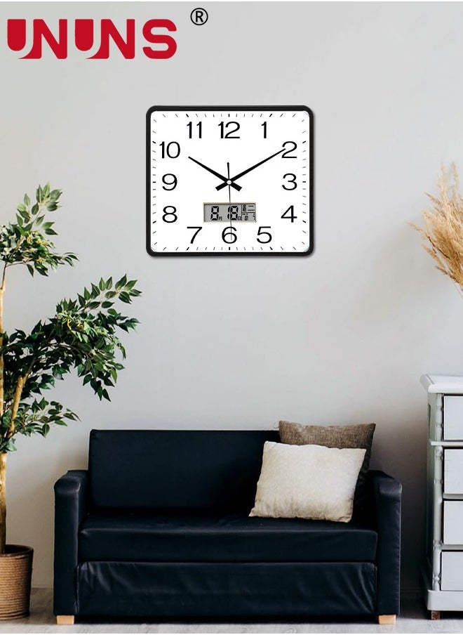 Square wall clock,10.3x10.3 Inch (26x26cm) Silent Non Ticking Quality Quartz Battery Operated Wall Clocks With Calendar display,Easy To Read Home Office School Clock Living Room Bedroom,White