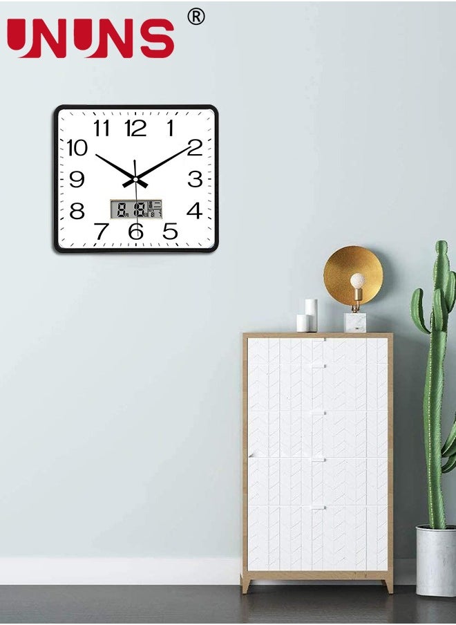 Square wall clock,10.3x10.3 Inch (26x26cm) Silent Non Ticking Quality Quartz Battery Operated Wall Clocks With Calendar display,Easy To Read Home Office School Clock Living Room Bedroom,White