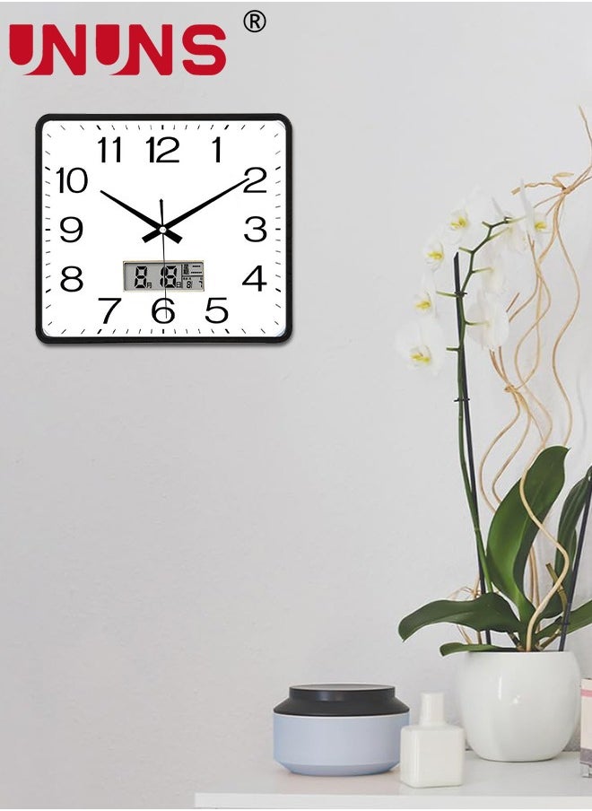 Square wall clock,10.3x10.3 Inch (26x26cm) Silent Non Ticking Quality Quartz Battery Operated Wall Clocks With Calendar display,Easy To Read Home Office School Clock Living Room Bedroom,White