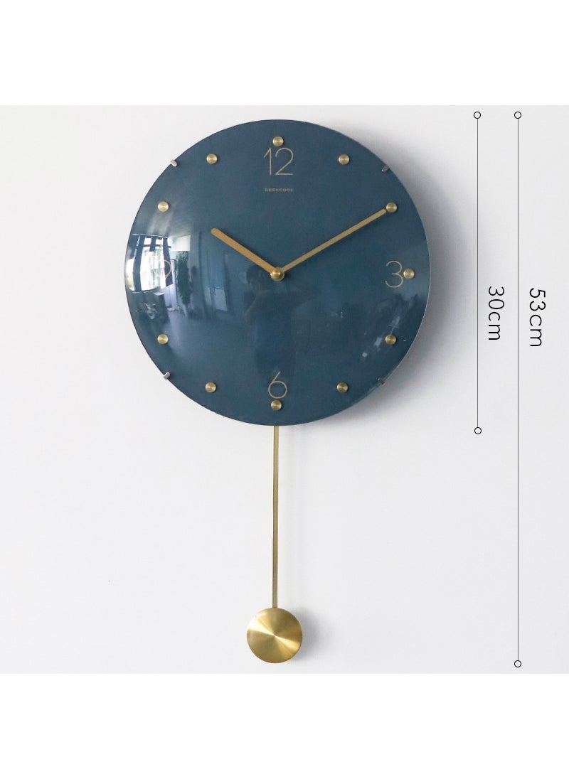 Modern Luxe Silent Wall Clock 12-Inch Spherical Blue-round pendulum