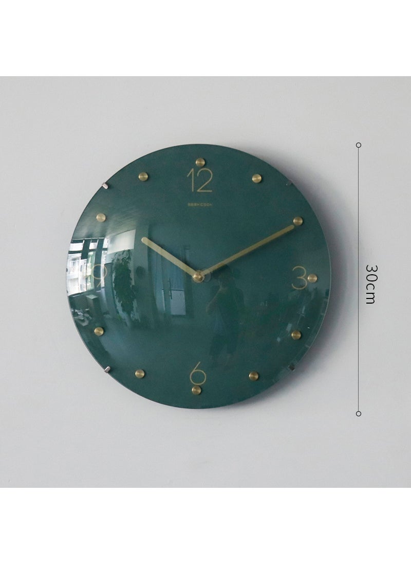 Modern Luxe Silent Wall Clock 12-Inch Spherical Green-Simple