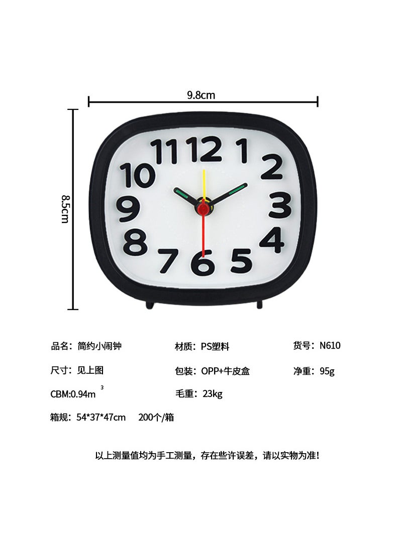 1 x 5 pcs Simple Square Desk Clock Creative N610 black