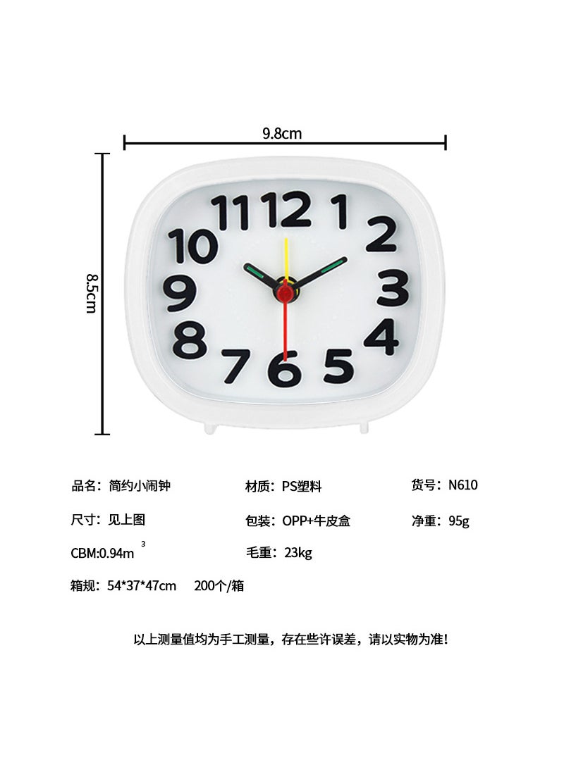 1 x 5 pcs Simple Square Desk Clock Creative N610 white