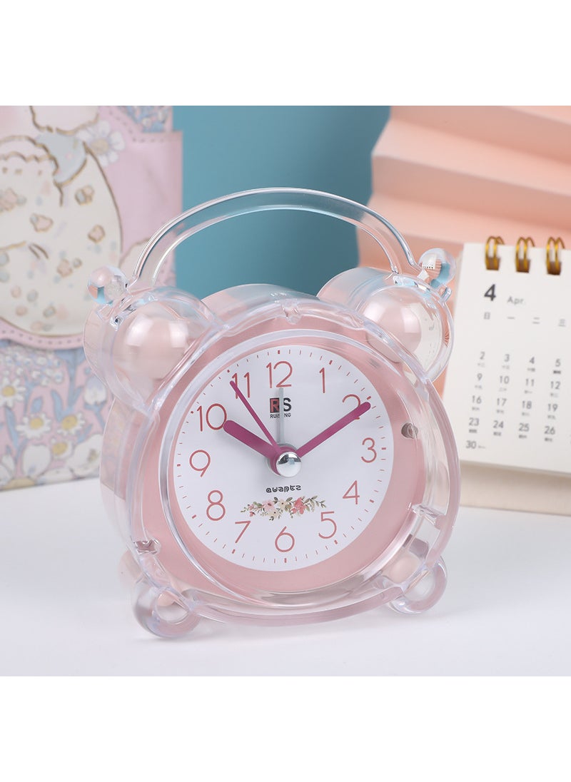 1 x 5 pcs Silent Alarm Clock for Kids Creative Cartoon Bedroom Pink