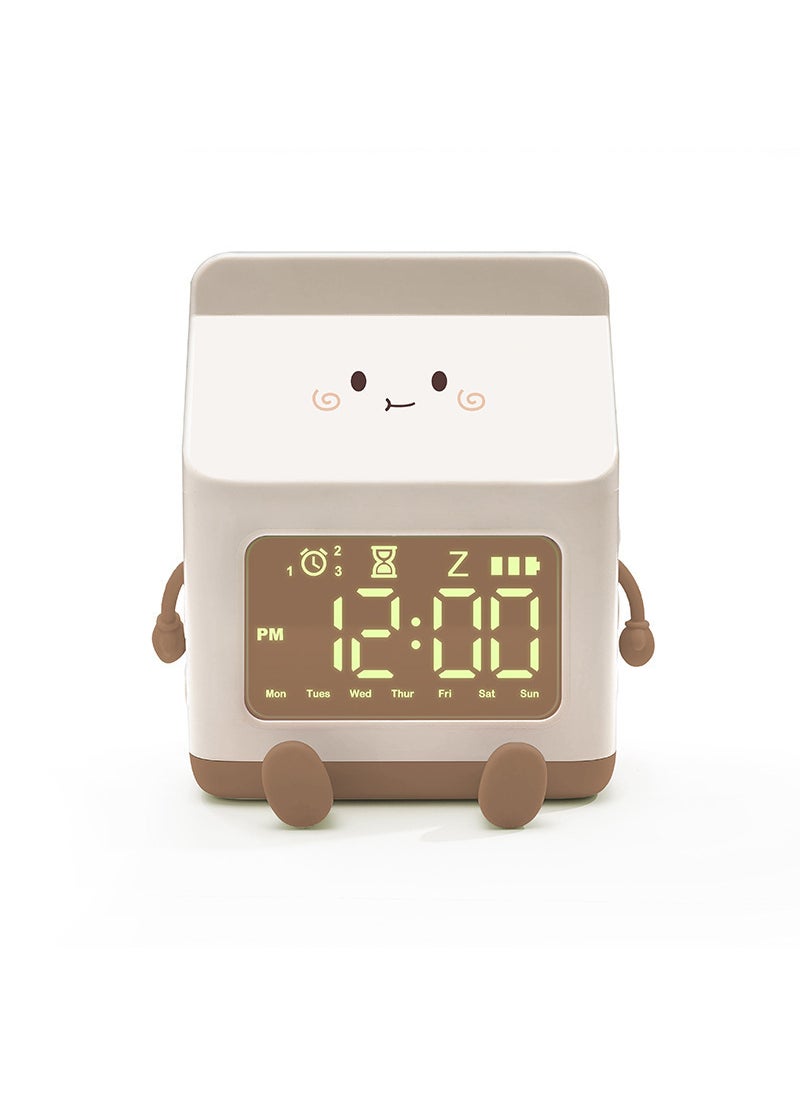 1 x 5 pcs Creative Milk Carton Alarm Clock for Kids Light brown