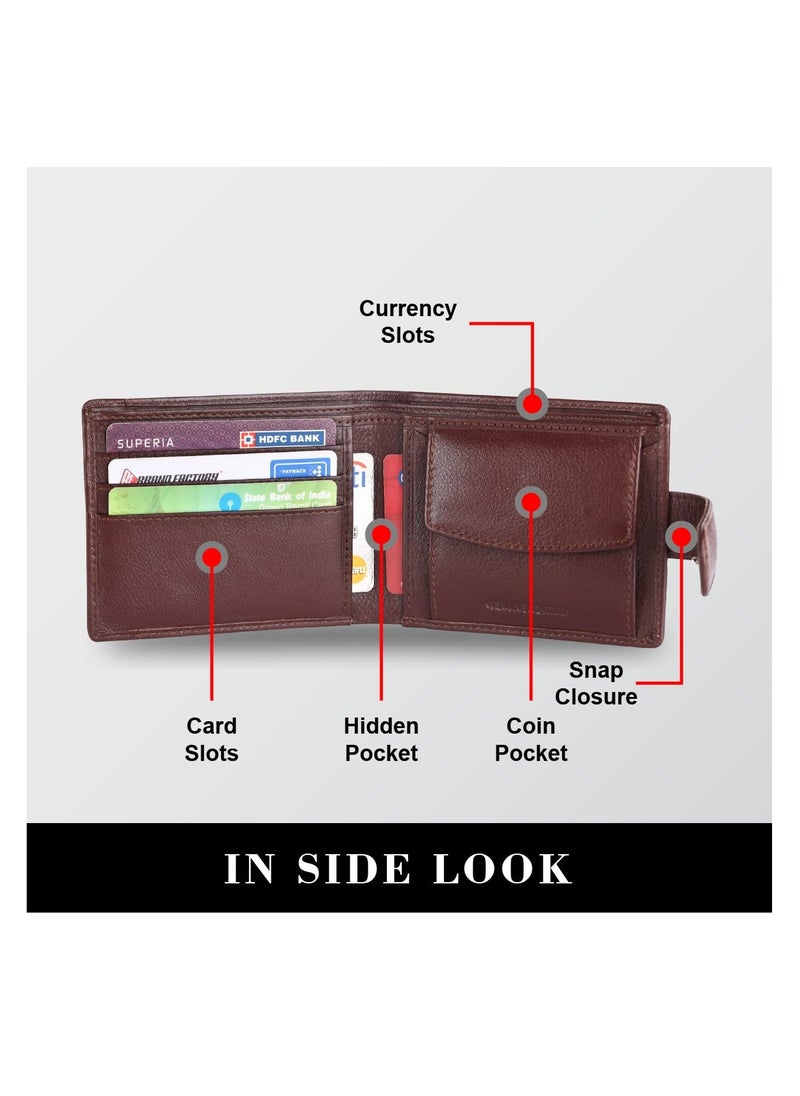 Wallet and Belt Set with Ball Pen | 5 ATM Credit/Debit Card Slots | Fits Waist 28-46 | Ideal Birthday or Special Occasion Gift | Redwood Brown