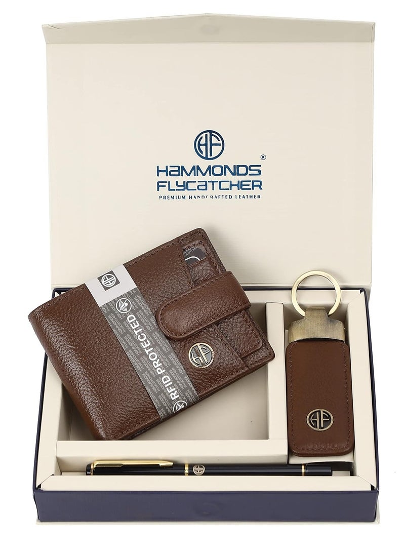 Leather Gift Set Combo for Mens | BRUSHWOOD_KP, Modern | 	‎HF502MH_KR_PEN | WXFT