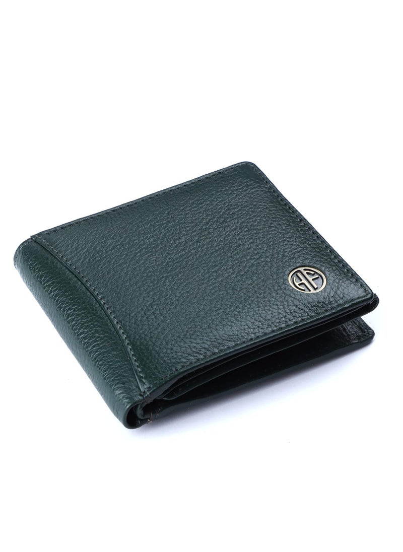 Leather Wallet for Men HF592_GRN, Sea Green, Minimalist | P89M