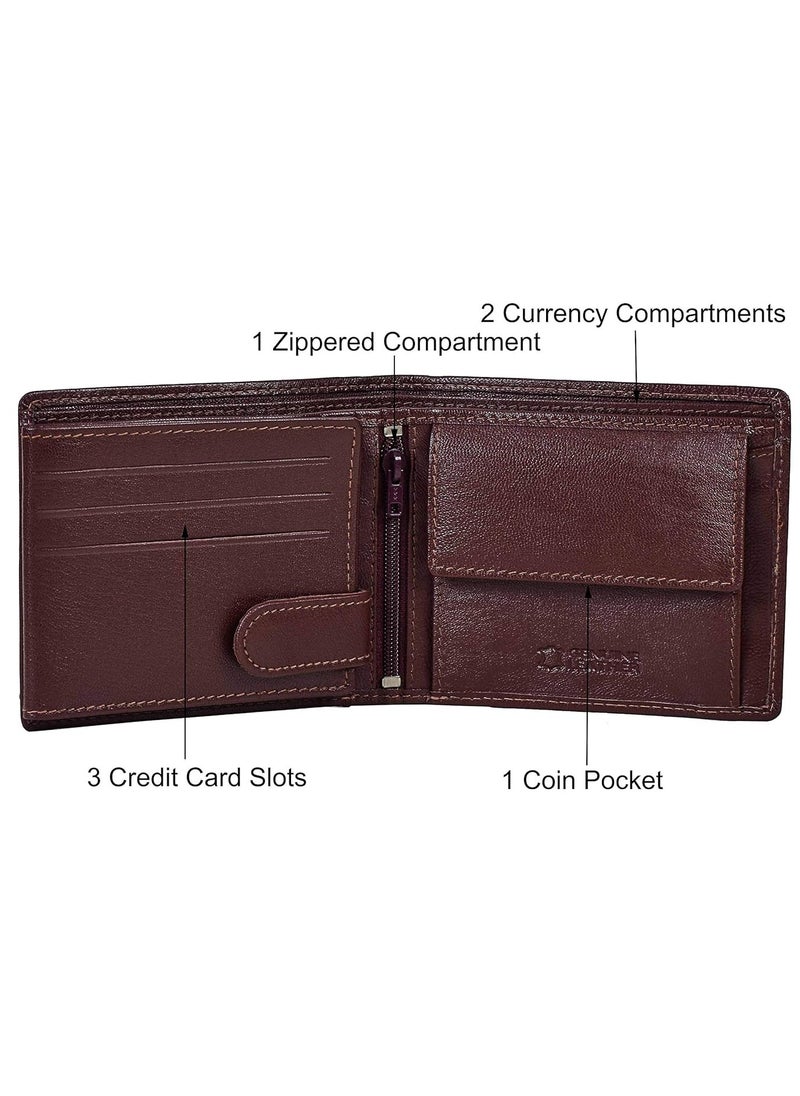 URBAN FOREST James Leather Wallet Combo for Men - Classic Medium Brown Men's Leather Wallet, Keyring & Pen Combo Gift Set for Men