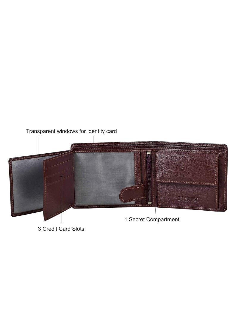 URBAN FOREST James Leather Wallet Combo for Men - Classic Medium Brown Men's Leather Wallet, Keyring & Pen Combo Gift Set for Men