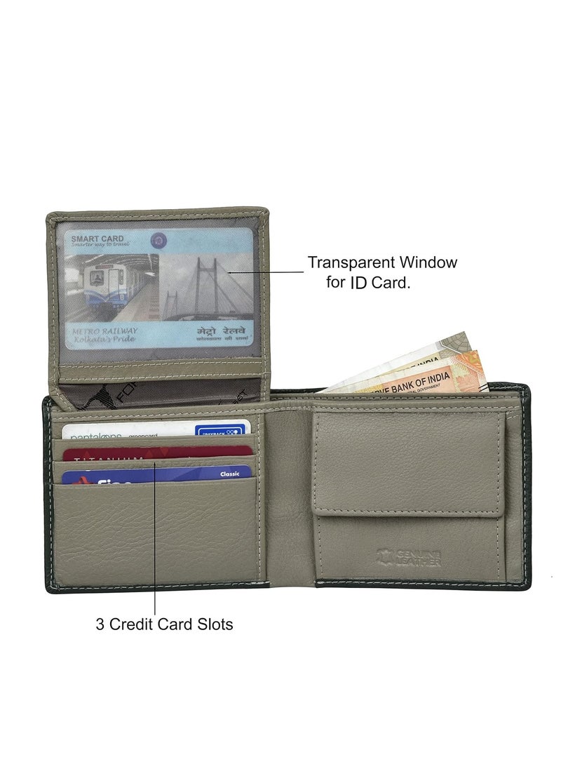 URBAN FOREST Kyle Green/Grey Leather Wallet for Men