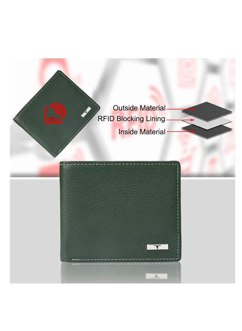 URBAN FOREST Kyle Green/Grey Leather Wallet for Men