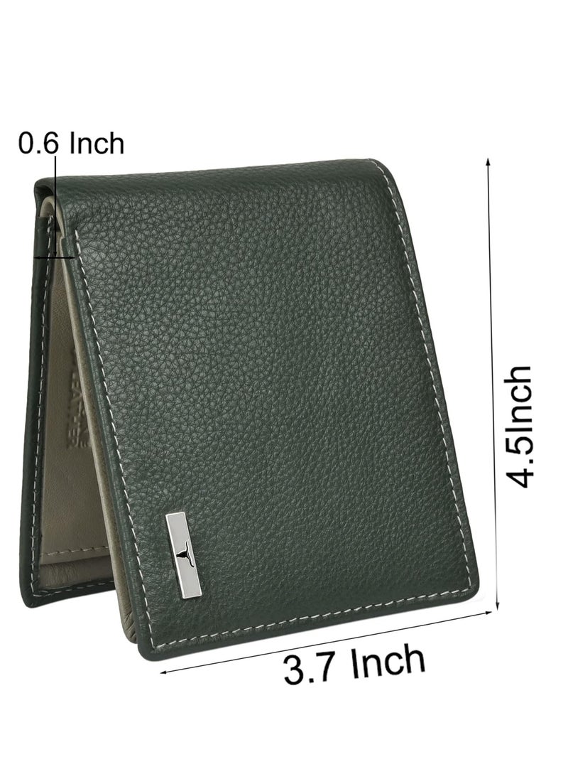 URBAN FOREST Kyle Green/Grey Leather Wallet for Men