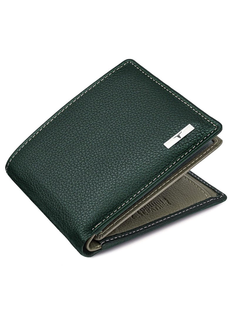 URBAN FOREST Kyle Green/Grey Leather Wallet for Men