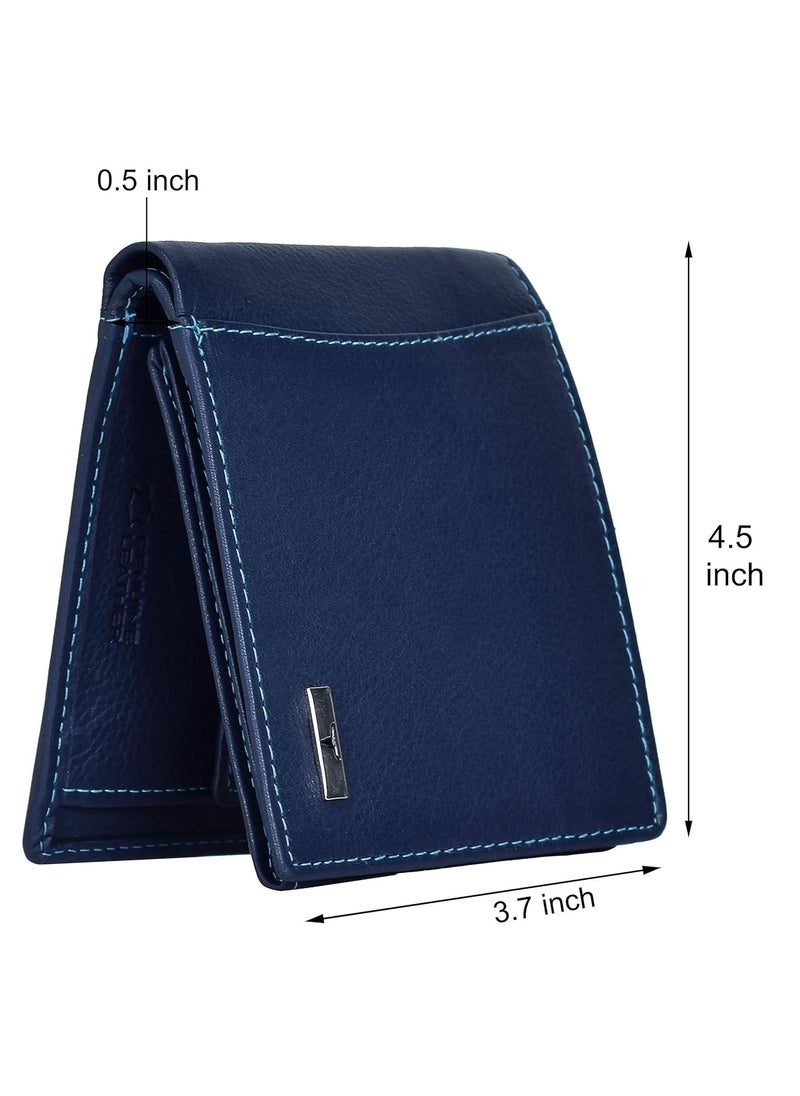 URBAN FOREST Oliver Blue Leather Wallet for Men, 6 Card Slot