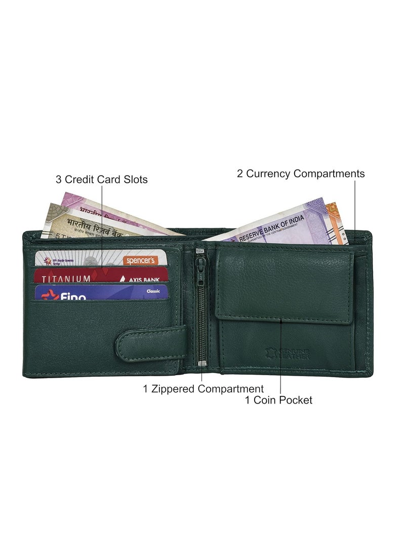 Urban Forest Oliver Green Leather Wallet for Men, 6 Card Slot