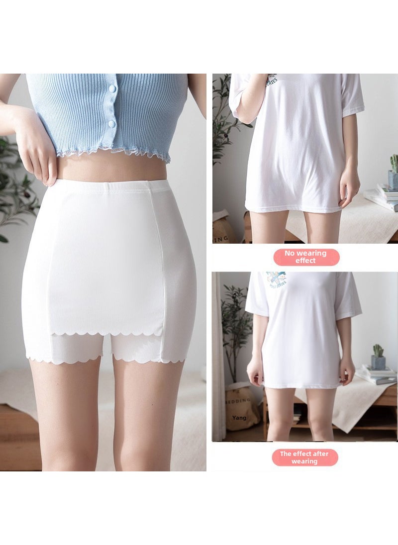 1 x 5 pcs Seamless Ice Silk Safety Shorts White