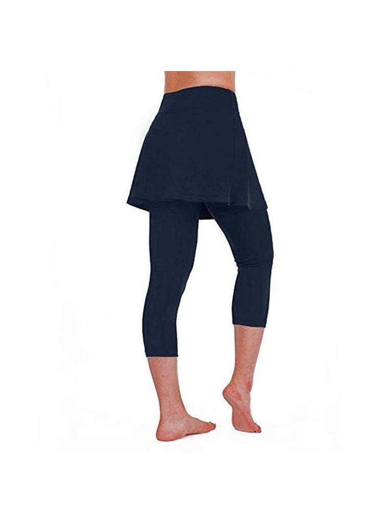 1 x 5 pcs Plus Size Womens Slimming Yoga Pants Set Navy