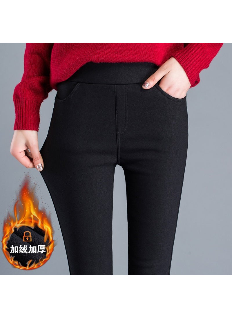 Autumn Winter High Waist Slim Leggings Black velvet