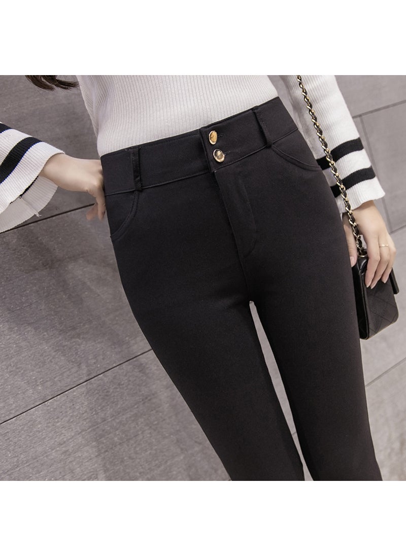 1 x 5 pcs Slim High Waist Skinny Leggings Autumn Black [regular]]