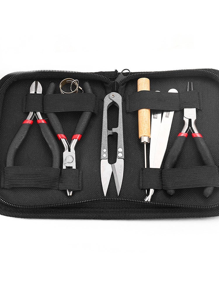 DIY Jewelry Pliers Set 8-Piece Handcraft Tools Kit Jewelry Tool Kit (scissors color random)