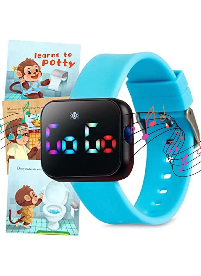 Potty Training Toy Watch for Kids V2 – A Water Resistant Potty Reminder Device for Boys & Girls to Train Your Toddler with Fun/Musical & Vibration Interval Reminder with Potty Training eBook (Sky)