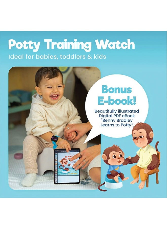 Potty Training Toy Watch for Kids V2 – A Water Resistant Potty Reminder Device for Boys & Girls to Train Your Toddler with Fun/Musical & Vibration Interval Reminder with Potty Training eBook (Sky)