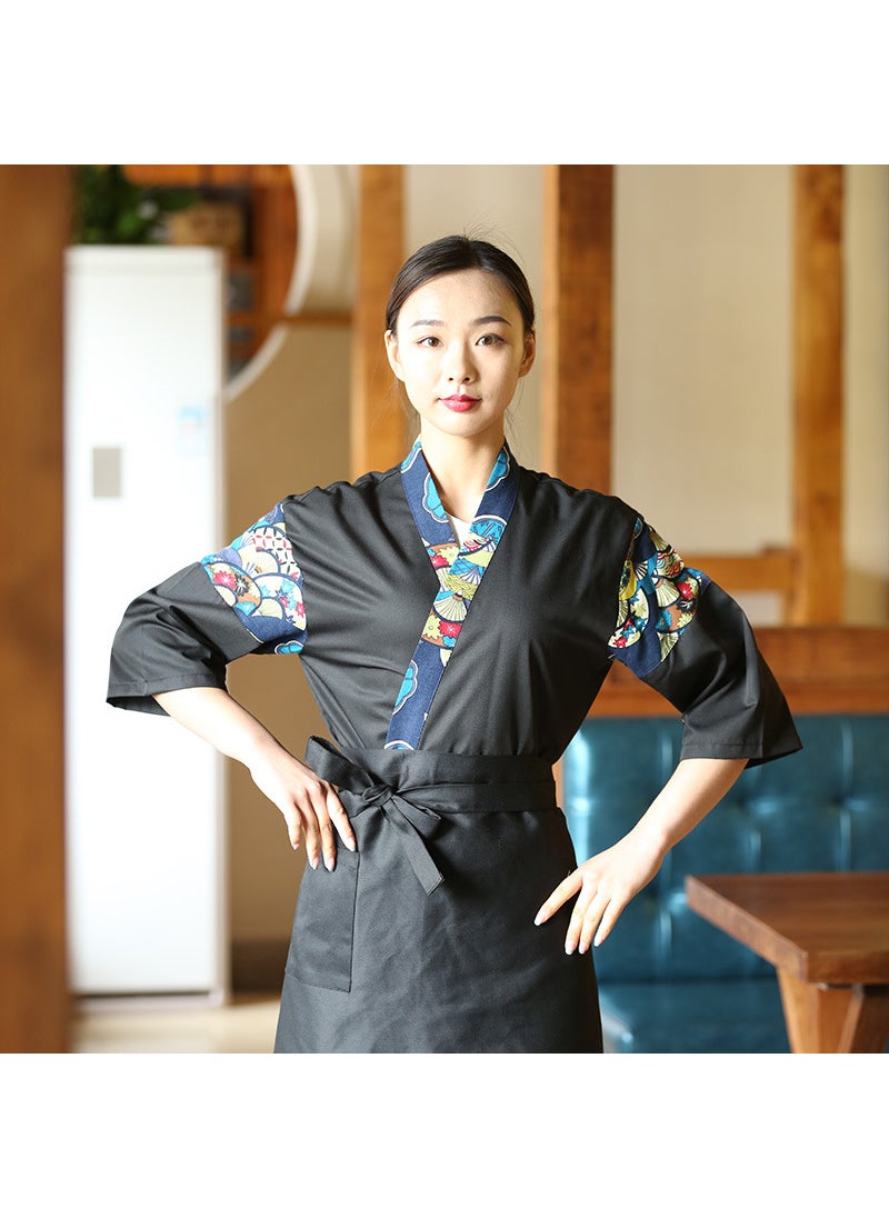 Japanese Chef Uniform Embroidered Black Orchid collar [Coat price]]