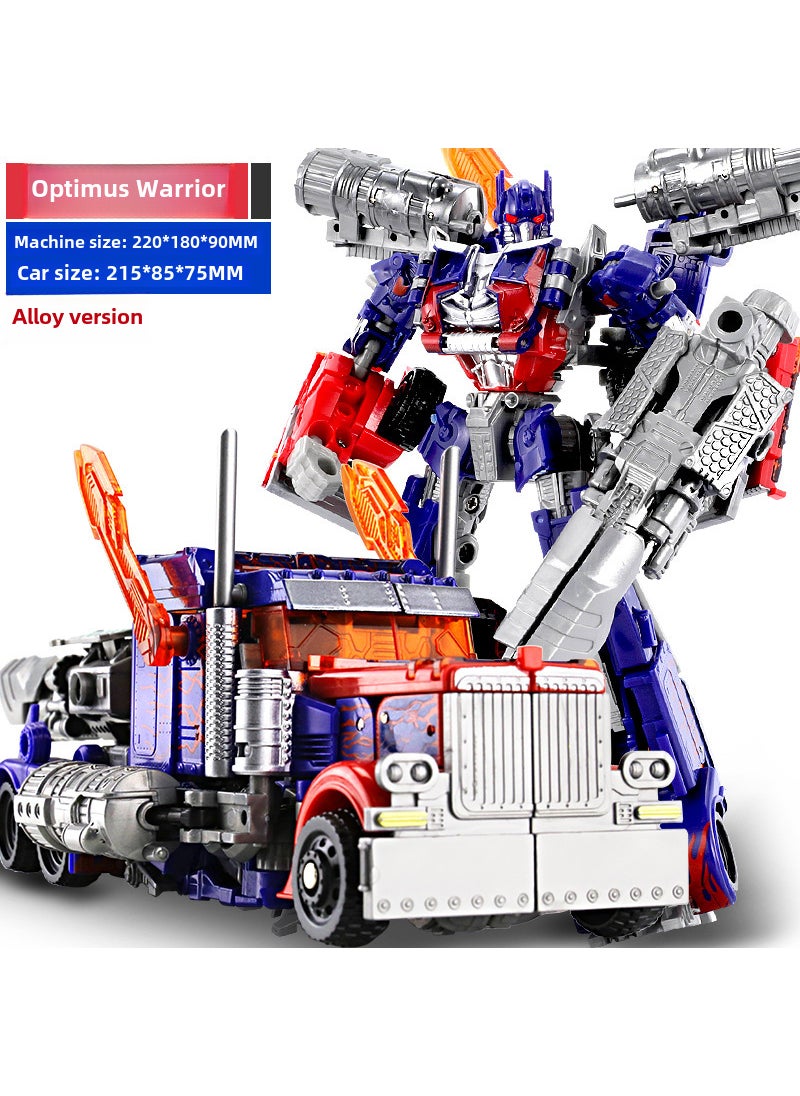 1 x 5 pcs Transforming Toy Car Bumblebee Dinosaur Robot Alloy Model For Boys [Alloy] Optimus Warrior 22cm-Equipped with Movable Quantum Cannon