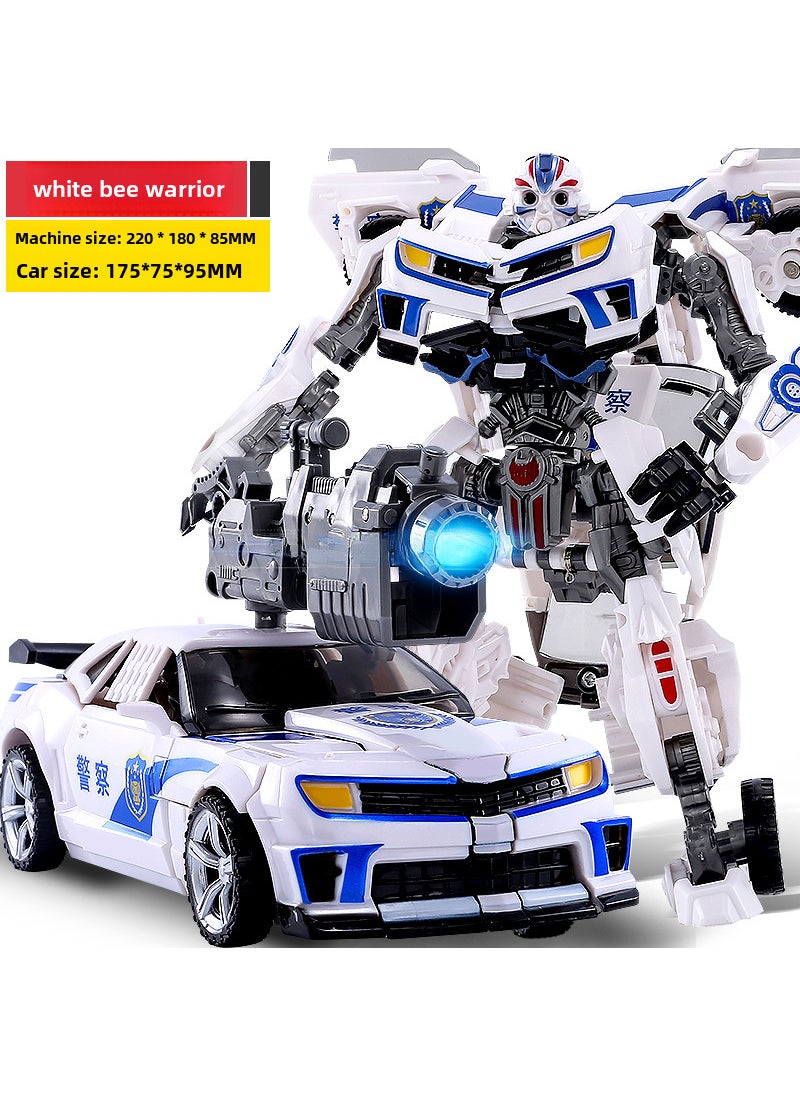 1 x 5 pcs Transforming Toy Car Bumblebee Dinosaur Robot Alloy Model For Boys Police car soldier 22cm-equipped with movable quantum Cannon