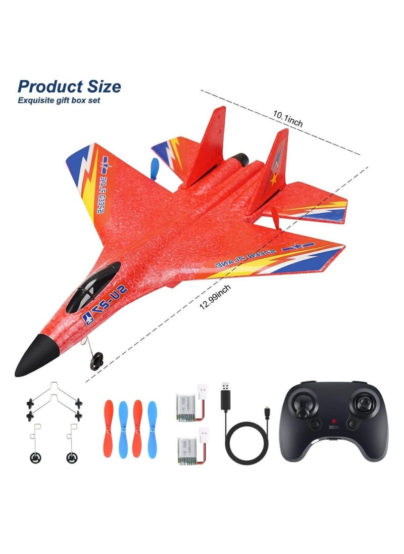 RC Airplane 2.4GHz Remote Control Plane with Gyro, Night Lights, 2 Batteries, Easy to Fly Toy for Adults, Beginners & Kids - Durable, Lightweight, Fun RC Toy Vehicle Plane