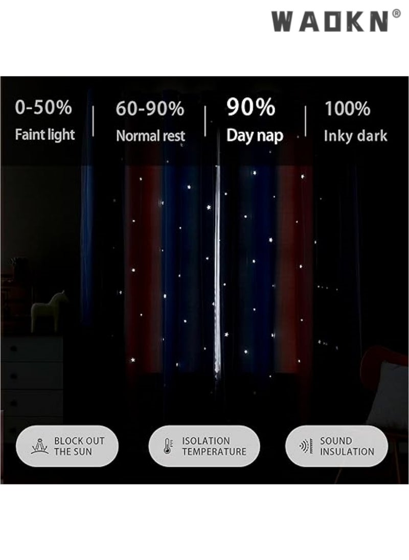 Dream Star Blackout Curtains for Kids' Rooms: Enchanting Princess Design Perfect for Your Little Girl's Bedroom Window - Extra-Long Length for Optimal Light Blocking & Privacy(1 Panel, 52W x 63L inch,Pink Purple)