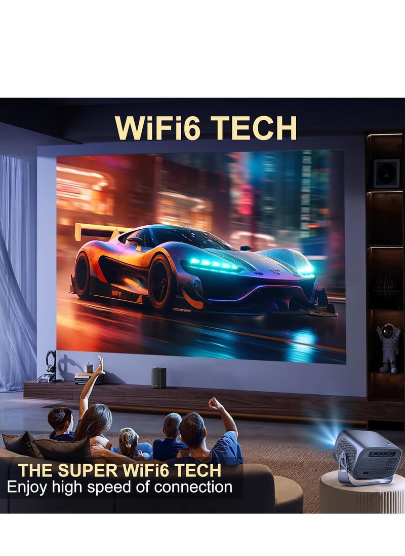 Projector [ Android 11.0/Electric focus] with WiFi 6 and Auto keystone,15000lumens Movie Projector,Full HD 1080P Supported 360° Angle adjustment Video Projector,home theater A10 PLUS