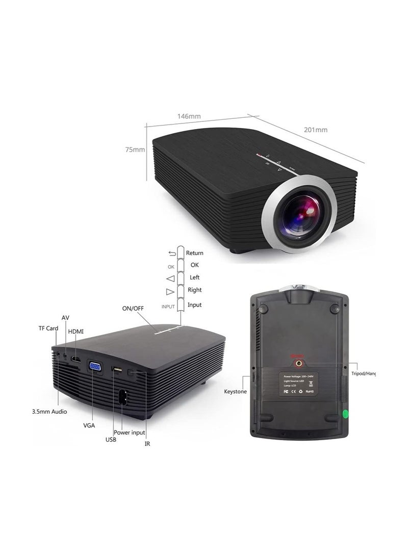 YG500 Mini Portable Projector 1080P Support 1800 Lumens LCD LED Home Cinema with USB HDMI and Built-in Bass Speaker