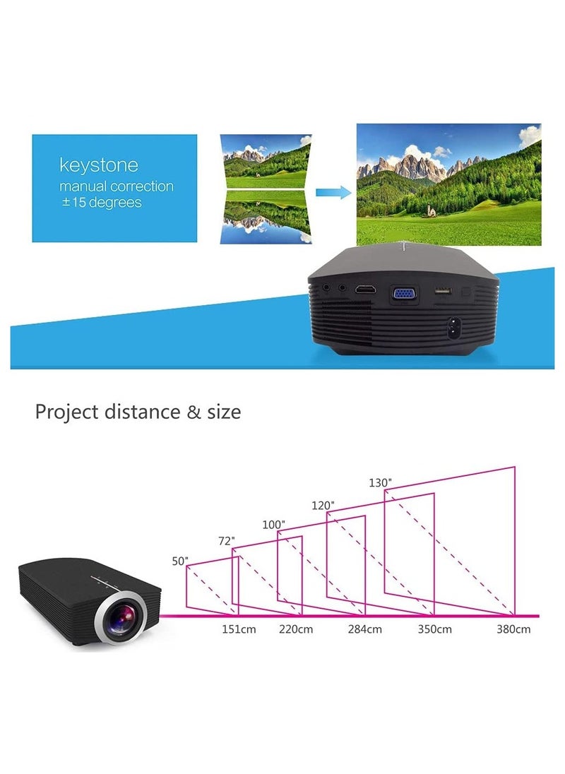 YG500 Mini Portable Projector 1080P Support 1800 Lumens LCD LED Home Cinema with USB HDMI and Built-in Bass Speaker