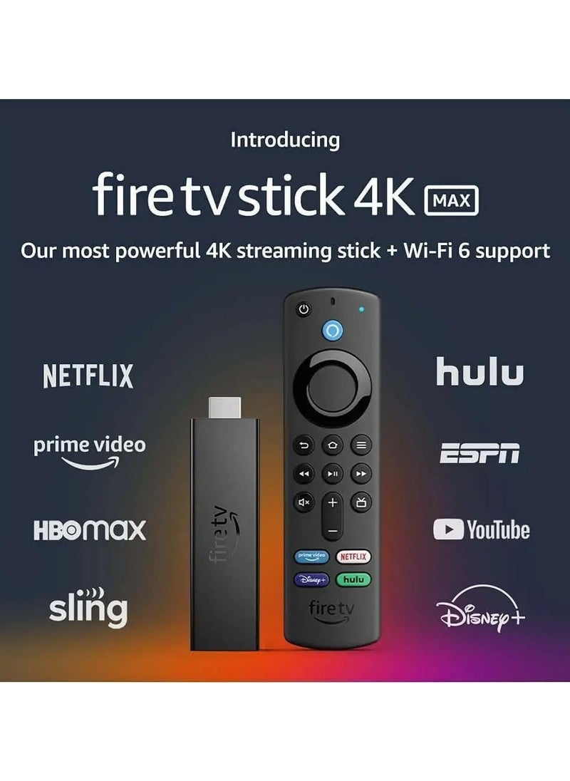 Fire TV Stick 4K MAX with New Alexa Voice Remote, Plays up to 4K HDR Video, 16GB Storage, 1 x HDMI, Dual-Band Wi-Fi 6E,HDR10+, HLG, Dolby Vision Support