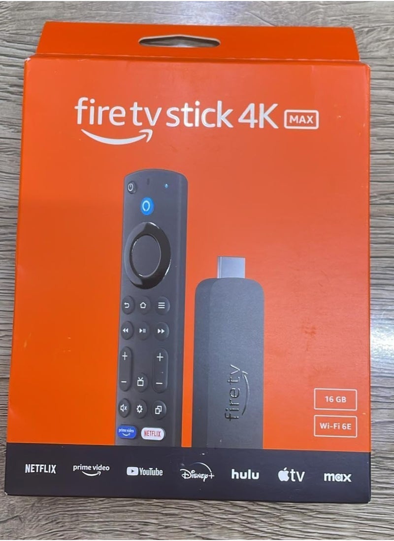 Fire TV Stick 4K MAX with New Alexa Voice Remote, Plays up to 4K HDR Video, 16GB Storage, 1 x HDMI, Dual-Band Wi-Fi 6E,HDR10+, HLG, Dolby Vision Support