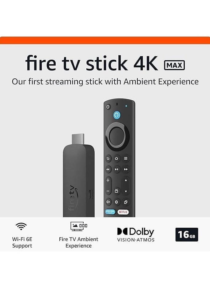 Fire TV Stick 4K Max16GB with Alexa Voice Remote Provides TV Controls New Release 2024 AMAZO