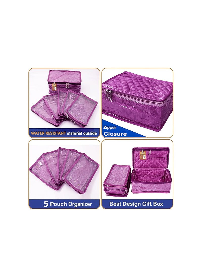 atorakushon Women's Satin Makeup Pouches (Purple)